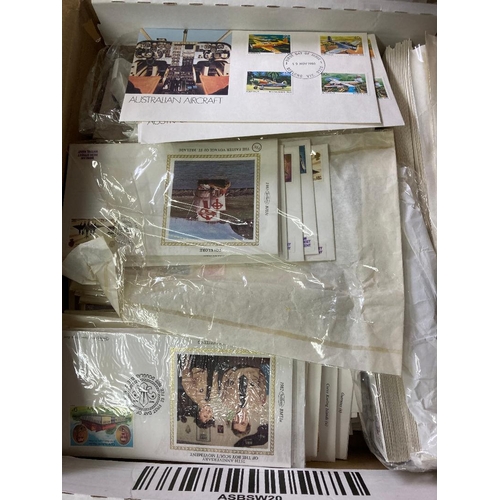 47A - Box of Commonwealth covers many of which are Benham Silks