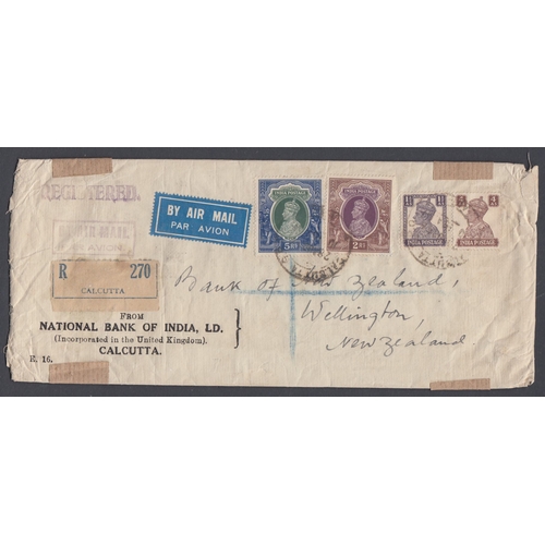 39 - Airmail cover, Calcutta to New Zealand with 2R and 5R stamps attached