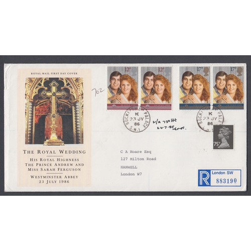 STAMPS FIRST DAY COVERS : 1986 Royal Wedding, cancelled by 23rd July ...