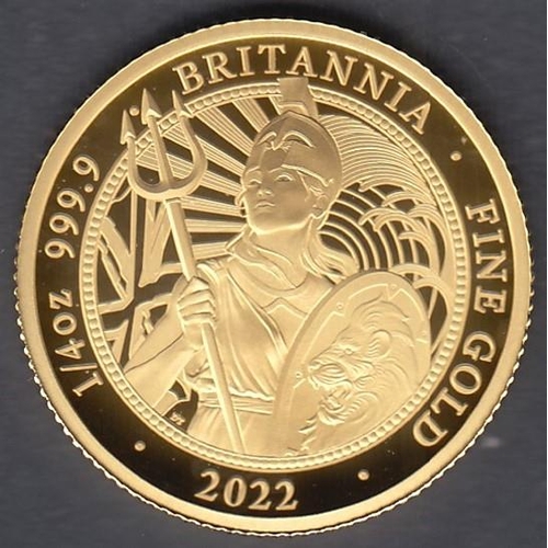 43 - Coins : 2022 1/4 oz Britannia GOLD proof in display box with cert 767