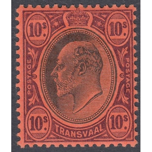 626 - STAMPS SOUTH AFRICA TRANSVAAL 1902 10/- Black and Purple/Red, mounted mint SG 255