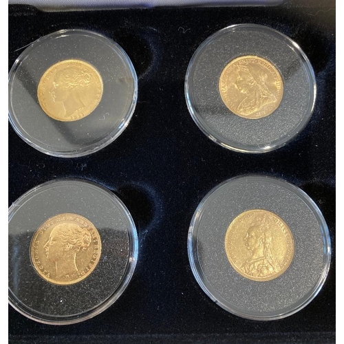 16 - Coins : QV Gold Sovereign set of four boxed, all four head variations