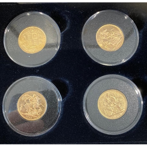 16 - Coins : QV Gold Sovereign set of four boxed, all four head variations