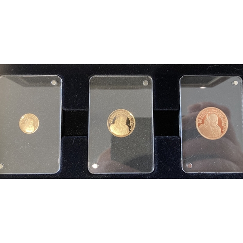 32 - Coins : 2020 Gold Proof Churchill set of three Sovereign, 1/2 and 1/4 Sovereign , slabbed and in dis... 