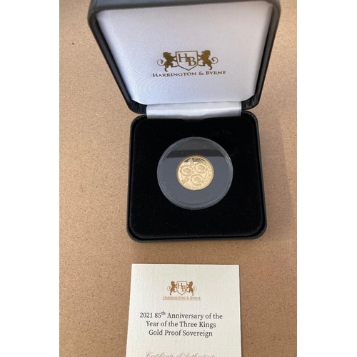 34 - Coins : 2021 Gold Proof Sovereign 85th Anniversary of Three Kings