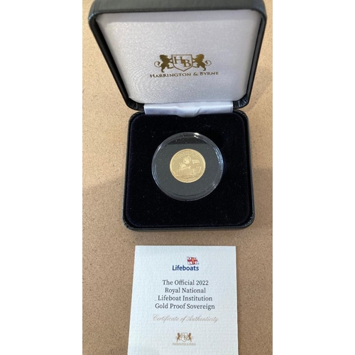 37 - Coins : 2022 RNLI Gold Proof Sovereign cased and in display box