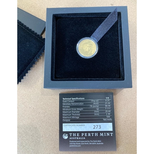 49 - Coins : 2022 1/4 oz GOLD Proof coin from Australia boxed with cert