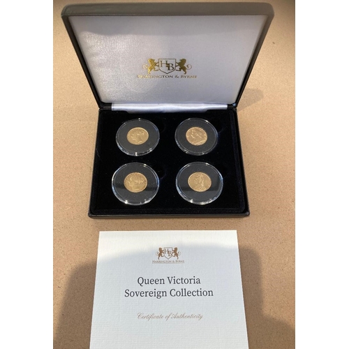 16 - Coins : QV Gold Sovereign set of four boxed, all four head variations