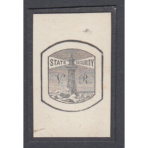 219 - STAMPS : 1891 Life Insurance cut down Die Proof of Vignette on thick card, image depicting a Lightho... 