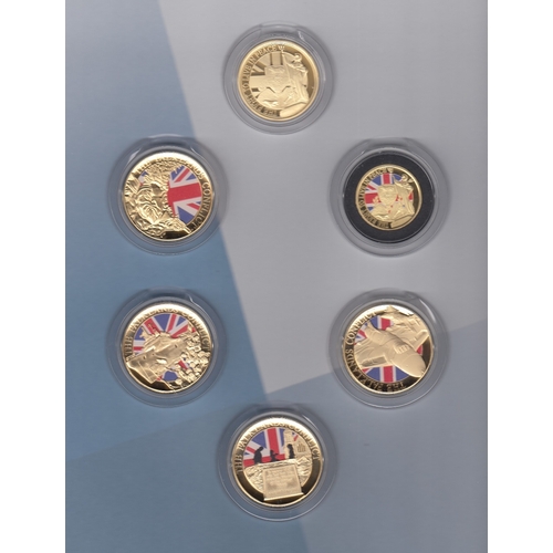 10 - Coins : 2022 Falklands War London Mint special pack of Layered Gold coins, attractive set , base met... 