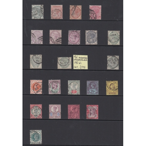 235 - STAMPS : GREAT BRITAIN : Used collection on stock pages 1840 - 1935, including Penny Black full four... 