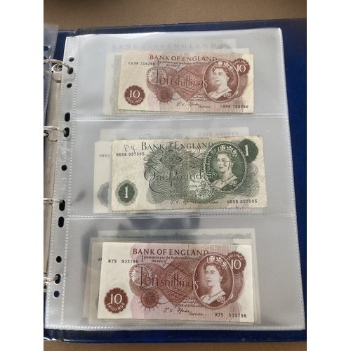 56 - Banknotes : Album of Great Britain banknotes, various values to £10, good value lot