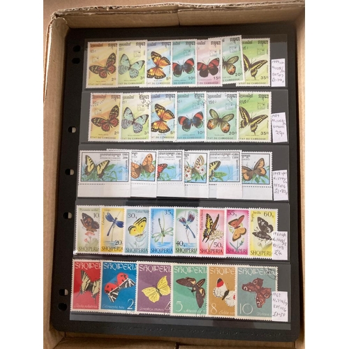 165 - STAMPS : BUTTERFLIES collection on stock pages , (100's) mainly unmounted mint, but some used or CTO