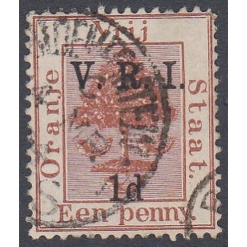 623 - STAMPS SOUTH AFRICA ORANGE FREE STATE 1900 1d on 1d Deep Brown, fine used SG 102a