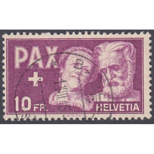 633 - STAMPS SWITZERLAND 1945 10f violet on buff fine used, SG 459 cat £170