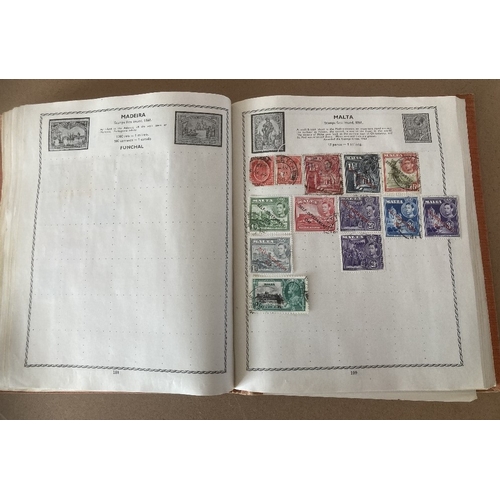 120 - STAMPS : Triumph World stamp Album, well stocked, appears unpicked, better stamps spotted such as GV... 