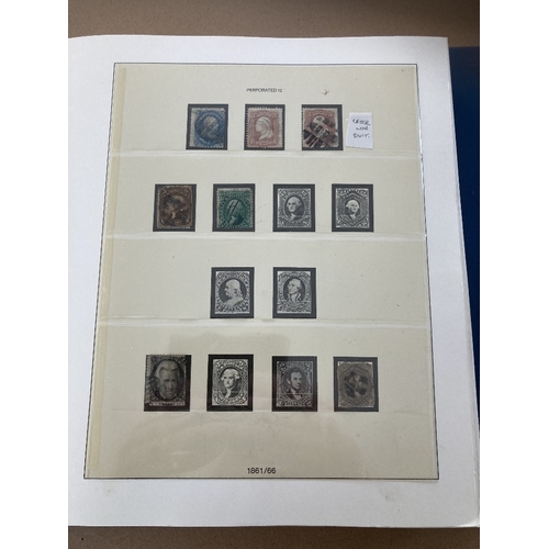 637 - STAMPS USA Lindner hinge-less printed album with issues from 1850s to 1936, mostly used issues, with... 