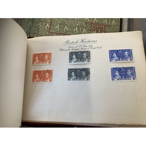 212 - STAMPS : Three small albums of Omnibus collections, Victory, 1953 Coronation, 1937 Coronation, mixtu... 