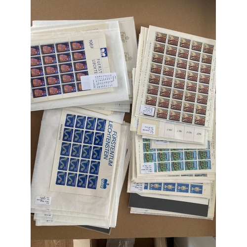 64 - STAMPS : EUROPE, box with U/M Liechtenstein & Luxembourg duplicated in complete sheets, sheetlets et... 