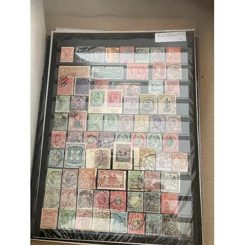 65 - STAMPS : BRITISH COMMONWEALTH, box with various in stockbooks and on stock pages. Includes a useful ... 