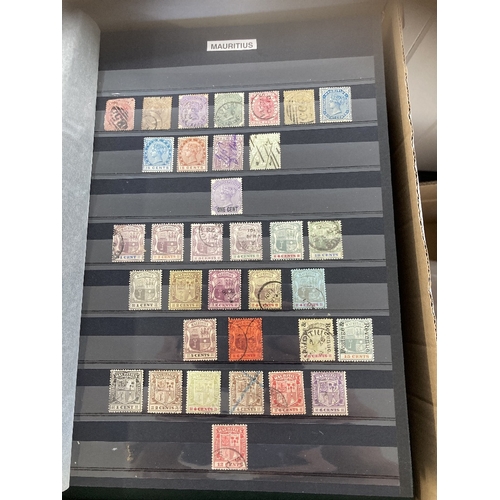 97 - STAMPS : BRITISH COMMONWEALTH, box with a couple of binders & a stockbook with duplication in blocks... 