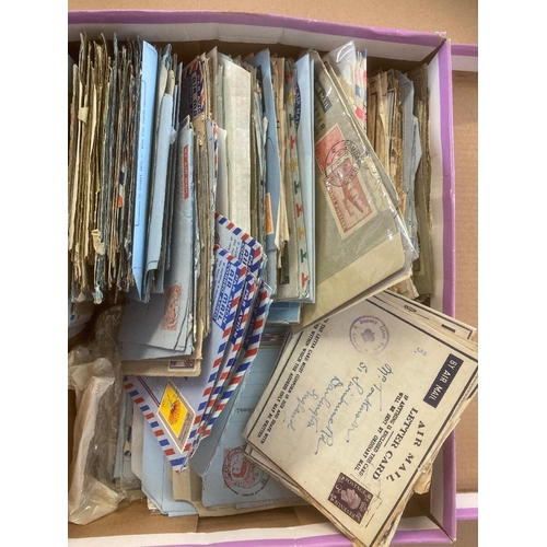 182 - STAMPS : POSTAL HISTORY : Shoe box crammed full of old used Air Letters GVI and early QEII