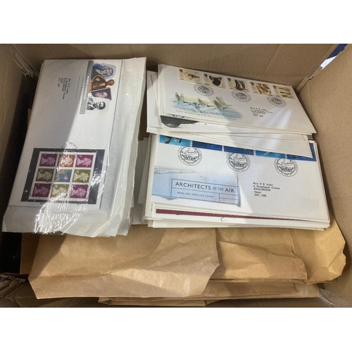 122 - STAMPS : Glory Box with a few empty FDC albums, FDC's and loose stamps, dive in and have some fun (1... 