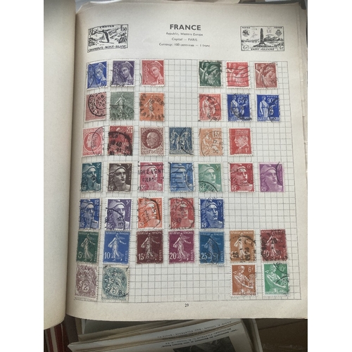 138 - STAMPS : WORLD, a box full with various albums, stockbooks, loose etc. Some useful South America wit... 