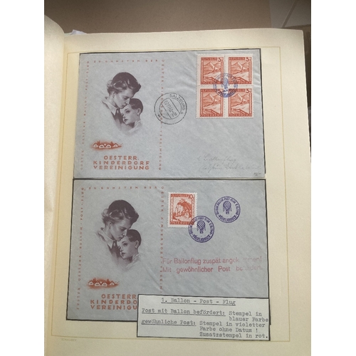 196 - STAMPS : AIRMAIL : AUSTRIA, a very fine collection of Balloon Post neatly presented in two albums wi... 