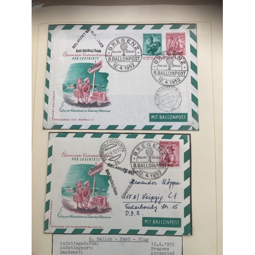 196 - STAMPS : AIRMAIL : AUSTRIA, a very fine collection of Balloon Post neatly presented in two albums wi... 