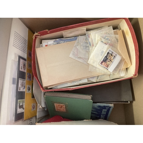 139 - STAMPS : WORLD, box with various albums, loose stamps on and off paper. A good mixture with useful i... 