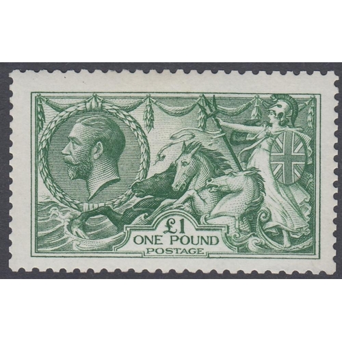 306 - STAMPS GREAT BRITAIN 1913 £1 Seahorse Green, superb unmounted mint, well centred SG 403 Cat £3750