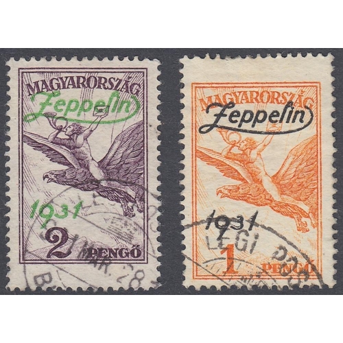 511 - STAMPS HUNGARY 1931 Graf Zeppelin overprinted pair, fine used, SG 529-30. Cat £260