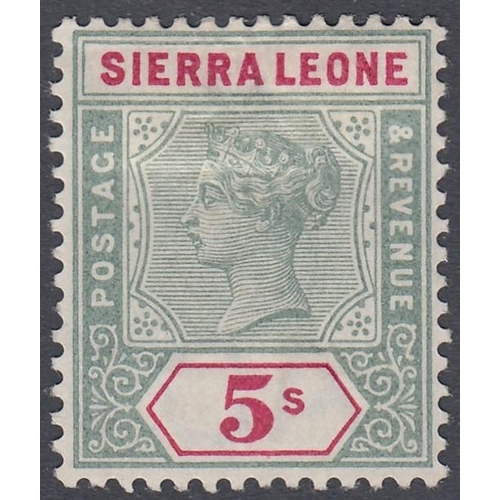 572 - STAMPS SIERRA LEONE 1896 5/- Green and Carmine mounted mint SG 52