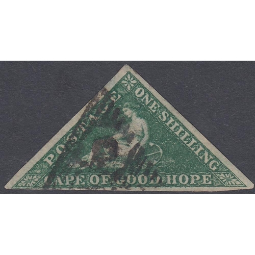 583 - STAMPS Cape of Good Hope 1859 1/- Deep Dark Green good used example SG 8b