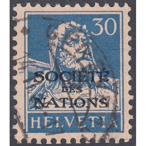 592 - STAMPS SWITZERLAND LEAGUE OF NATIONS, 1932 30c blue/buff, grilled gum, fine used, SG LN16a. Cat £700... 