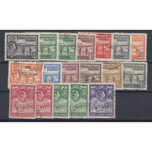 594 - STAMPS TURKS AND CAICOS 1938 used set to 10/- with extras SG 194-205