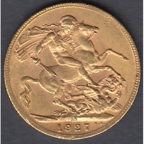 9 - COINS : 1927 Gold Sovereign (SA mint) good condition