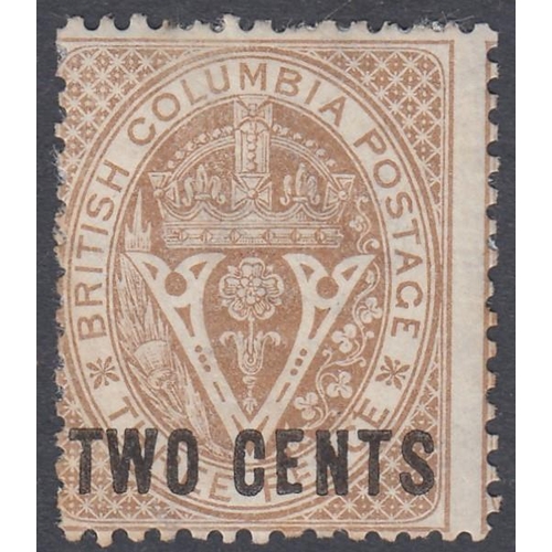 419 - STAMPS CANADA British Columbia 1868 2c on 2c Brown fine used SG 21