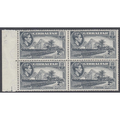 499 - STAMPS GIBRALTAR 1940 2d Grey unmounted mint block of four perf 13.5 SG 124a