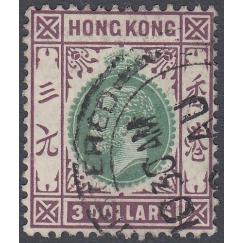 509 - STAMPS HONG KONG 1926 $3 Green and Dull Purple good used SG 131