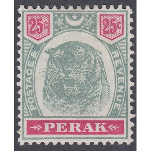 542 - STAMPS MALAYA PERAK 1897 25c Green and Carmine, mounted mint SG 73