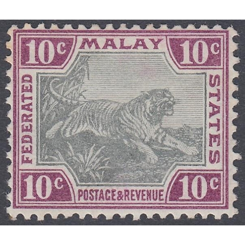 543 - STAMPS Malay Federated States 1900 10c Grey and Purple lightly mounted mint SG20c