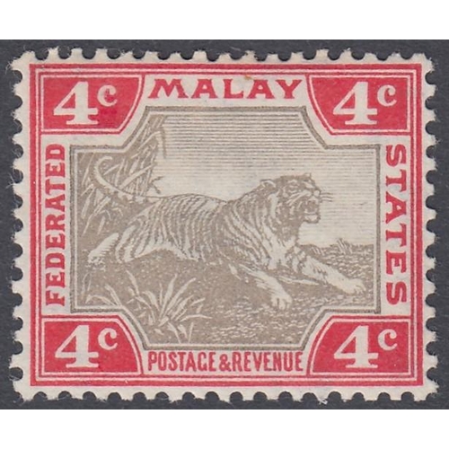 544 - STAMPS MALAYA 1904 Federated States 4c Grey-Brown and Scarlet, lightly mounted mint SG 36b