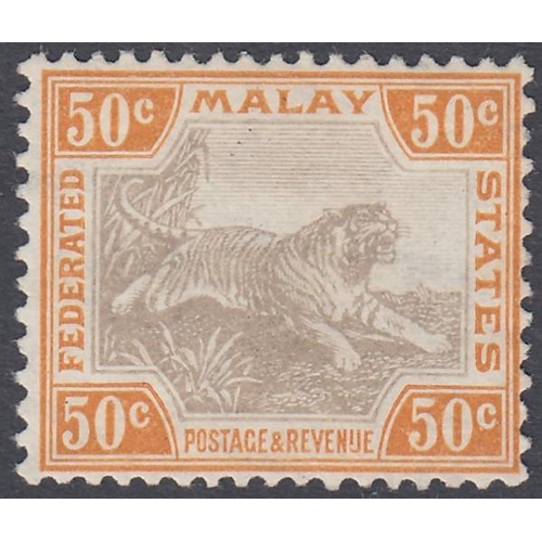 545 - STAMPS MALAYA 1904 50c Grey-Brown and Orange Brown, lightly mounted mint SG 47d, chalk surfaced pape... 