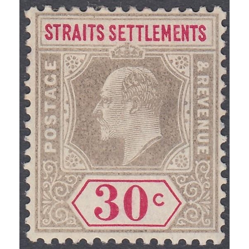 547 - STAMPS MALAYA STRAITS SETTLEMENTS 1906 30c Grey and Carmine mounted mint SG 134b