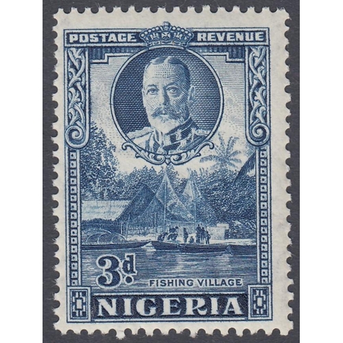 561 - STAMPSA NIGERIA 1936 3d Blue perf 12.5x 13.5 mounted mint SG 38a Cat £150