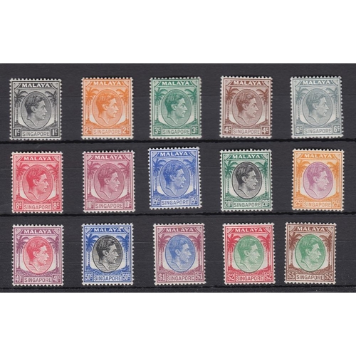 579 - STAMPS SINGAPORE 1948 GVI set to $5 lightly mounted mint SG 1-15 Cat £180