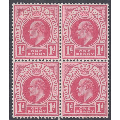 586 - STAMPS NATAL 1902 1d Carmine mint block of four ( 2 are unmounted) SG 128