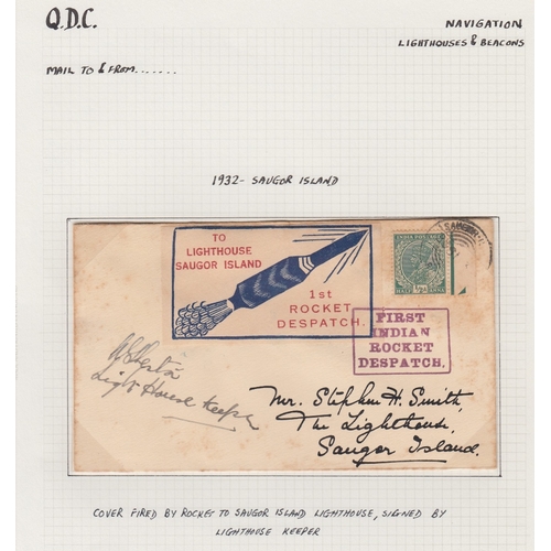 176 - STAMPS POSTAL HISTORY : ROCKET POST - two 1930's Indian covers to Saugor Lighthouse Island, one date... 